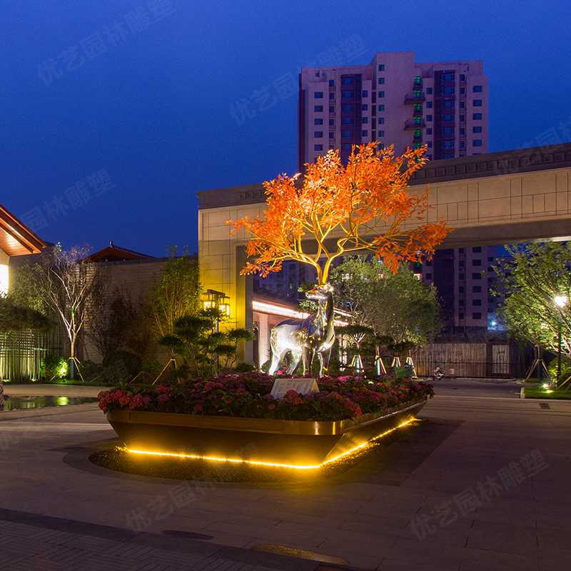 不銹鋼鹿，不銹鋼雕塑廠家，定制不銹鋼雕塑