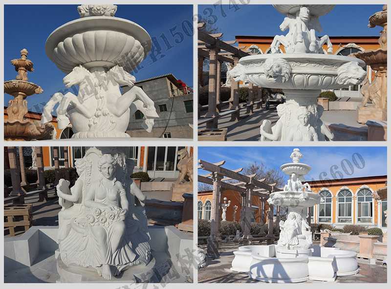 大理石噴泉，歐式人物動物噴泉，室外景觀噴泉定制