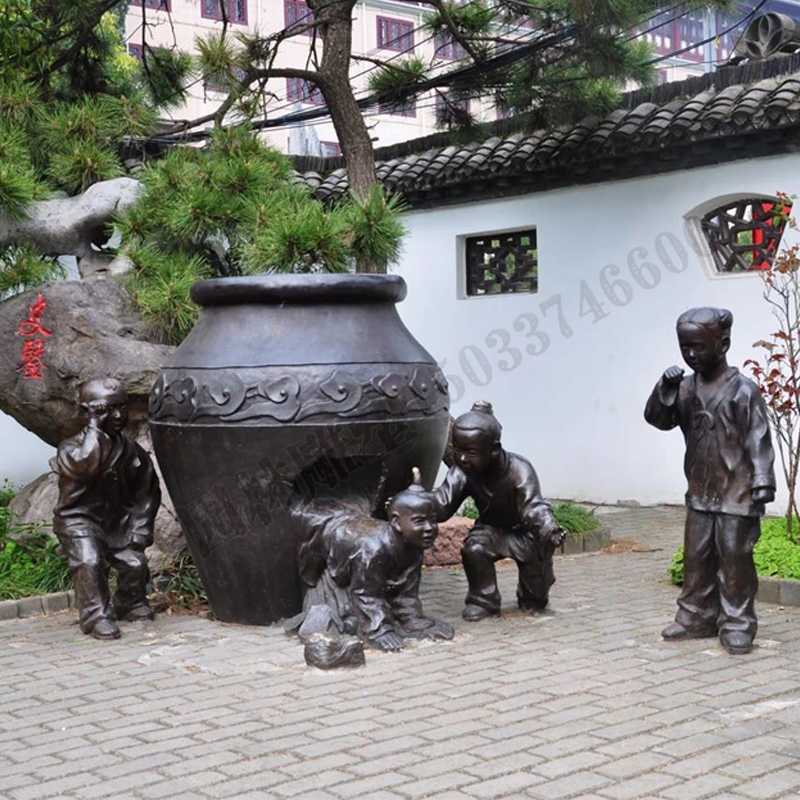 銅小孩雕塑，兒童銅雕塑