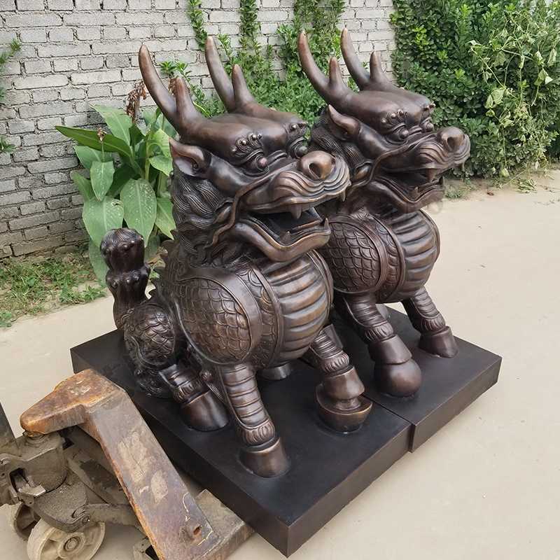 銅麒麟雕塑，銅麒麟擺件，鎮(zhèn)宅風水麒麟