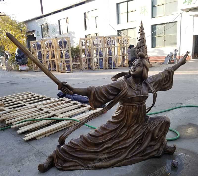 銅人物雕塑，公孫大娘銅雕塑